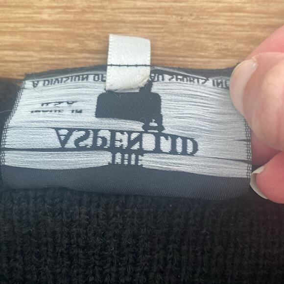 Vintage 80s Aspen Lid Blue Black White Nordic Acrylic Wool Knit Sweater sz Large - Picture 5 of 8